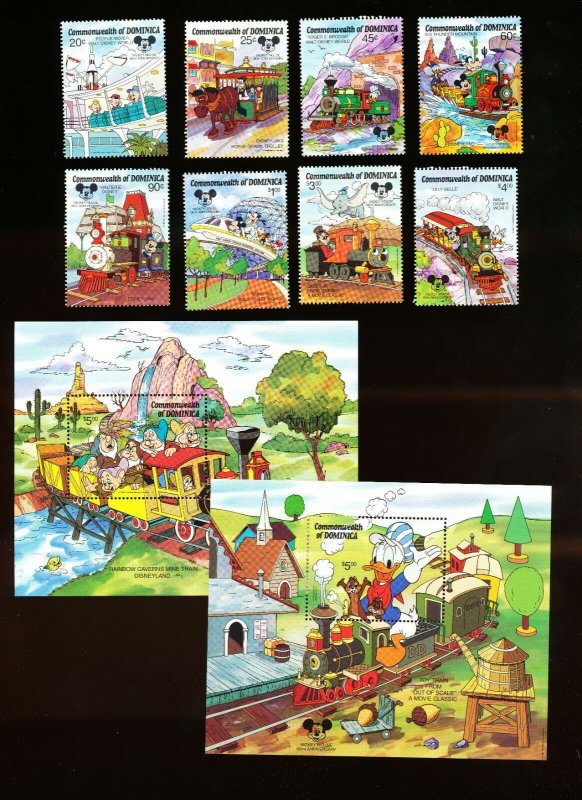 DOMINICA - Scott 1054-1063  VFMNH - DISNEY - TRAINS - snow white - 1987