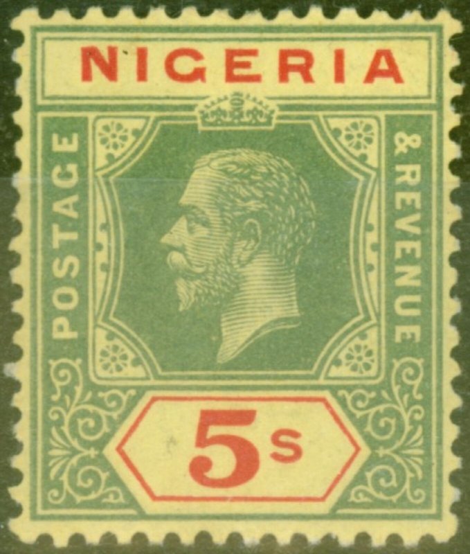 Nigeria 1921 5s on Pale Yellow SG10e Fine Lightly Mtd Mint