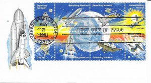 1981 FDC, #1919a, 18c Space Accomplishments, House of Farnam, block of 8