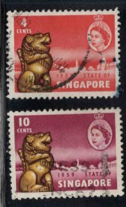 Singapore Lion stamps Scott 43-44 Used