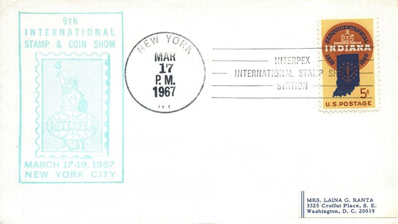 9th INTERNATIONAL STAMP & COIN SHOW CACHET EVENT COVER NEW YORK CITY 1967