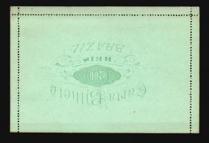 Brazil 200R Late 1800s Letter Card Unused / Sealed - Z15315