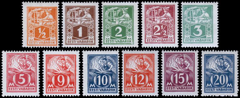 Estonia Scott 65-75 (1922-25) Mint H/LH VF, Complete Set, CV $60.30