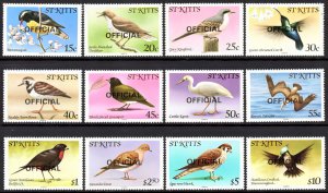 St.Kitts 1981 Sc#O11-O22 BIRDS Overprinted OFFICIAL Set (12)  MNH