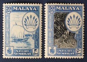 MALAYA 1957 Arms of NEGRI SEMBILAN 20c & 50c MLH SG#75 & 76 M4859