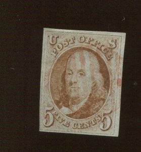 1 Franklin Imperf Used Stamp with Nice Cancel (Bx 2918)