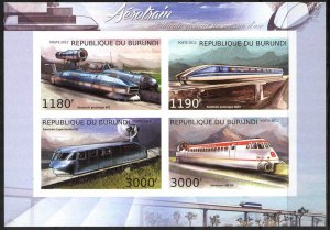 Burundi 2012 Modern Trains Sheet Imperf. MNH