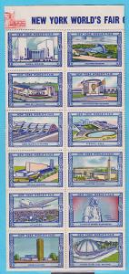 US MNH. 1939 NY World's Fair labels, complete sheet of 54, fresh