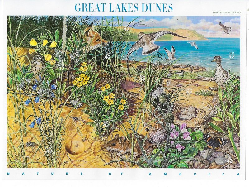 US #4352 -2008 GREAT LAKES DUNES- PANE OF 10 42C STAMPS- MINT NEVER HINGED