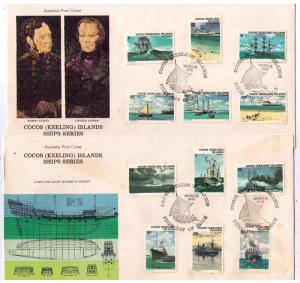 COCOS ISLANDS Sc# 20 - 31 USED FVF Set12 on 2 FDC Ships