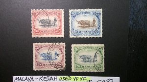 Malaya-Kedah 1921-1936 Scott# 35, 37, 38, 41 USED WMK 4 VF-XF