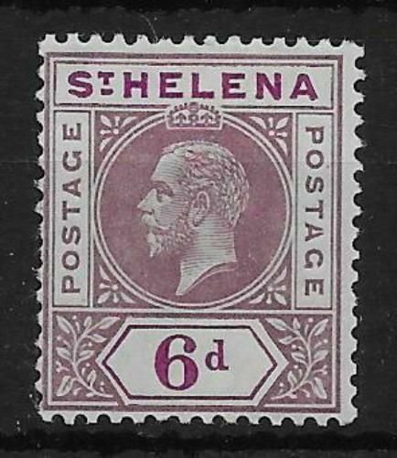 ST.HELENA SG86a 1913 6d DULL & DEEP PURPLE SPLIT A VAR MTD MINT