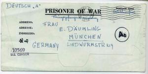 1943 Camp Concordia KS German POW Camp Letter Cover to Germany Lt Karl Daumling