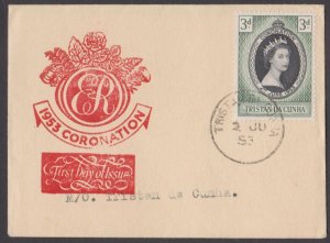 TRISTAN DA CUNA - 1953 QEII CORONATION - FDC