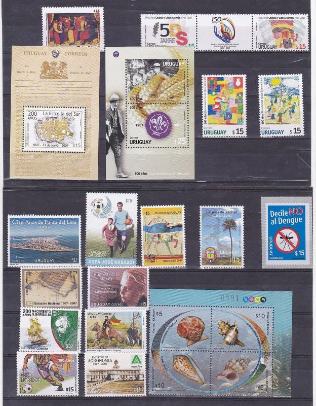 Uruguay MNH stamp collection complete year set 2001 to 2009 Catalog value $1350 