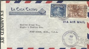 San Salvador, El Salvador to Port Huron, MI 1942 Airmail, Censored (C4556)