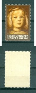 Denmark 1930is. Poster Stamp  MNH. Girl.  Peace Friends Volunteer Works