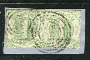 GERMAN THURN & TAXIS; 1850s-60s classic used Shade of 1k. Pair, POSTMARK PIECE