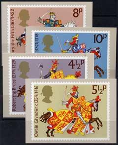 Great Britain 1974 Medieval Warriors set of 4 PHQ cards u...