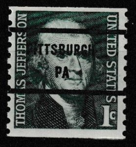 US 1299a, MNH/OG, UNTAGGED BUREAU PRECANCEL, PITTSBURGH PA