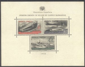 SPAIN #605G SCARCE Mint NH - 1938 Submarine S/S