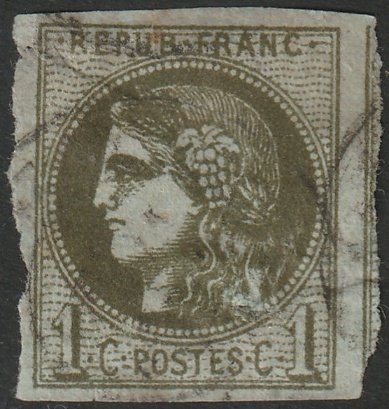 France 1870 Sc 38 used faulty tear/thins