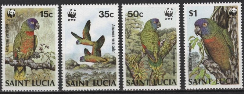 Saint Lucia 902-905 (mnh set of 4) Amazonian parrots (1987)