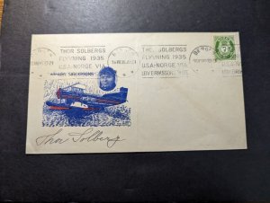 1935 Norway Airmail Pilot Signed Cover Bergen to Berlin Germany