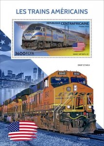 Central Africa - 2022 American Trains - Stamp Souvenir Sheet - CA220422b