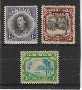 COOK ISLANDS 1938 SET SG 127/129 MINT HINGED Cat £85
