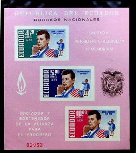 ECUADOR Sc C431a NH SOUVENIR SHEET OF 1964 - JFK - (AA23)