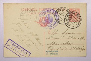 Italy 1917 Censor Card to Belgium / Nice Marks - L39218