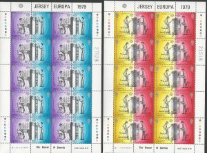 Great Britain-Jersey # 203a,205a Europa perf 14½ x15  SHEETS (2) Mint NH