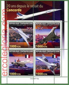 B1319 - Centrafricaine - ERROR MISPERF Stamp Sheet - 2023 - Concorde, Transport-