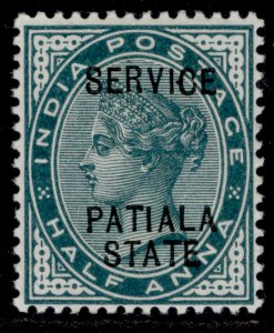 INDIAN STATES - Patiala QV SG O8, ½a blue-green, M MINT.