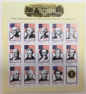 Liberia Souvenir Sheet: $6 Presidents of the United States (Circa 2000)