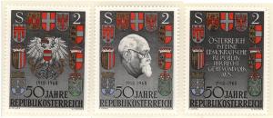 Austria 1968  Scott #820-22 MNH