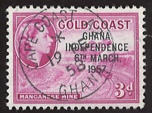 Gold Coast 1952-1954 Overprint, Queen Elizabeth II 3d (LL-48)