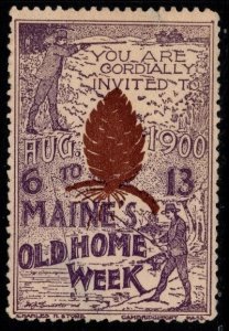 1900 US Poster Stamp Your Are Cordially Invited to Maine's Old Week Home...