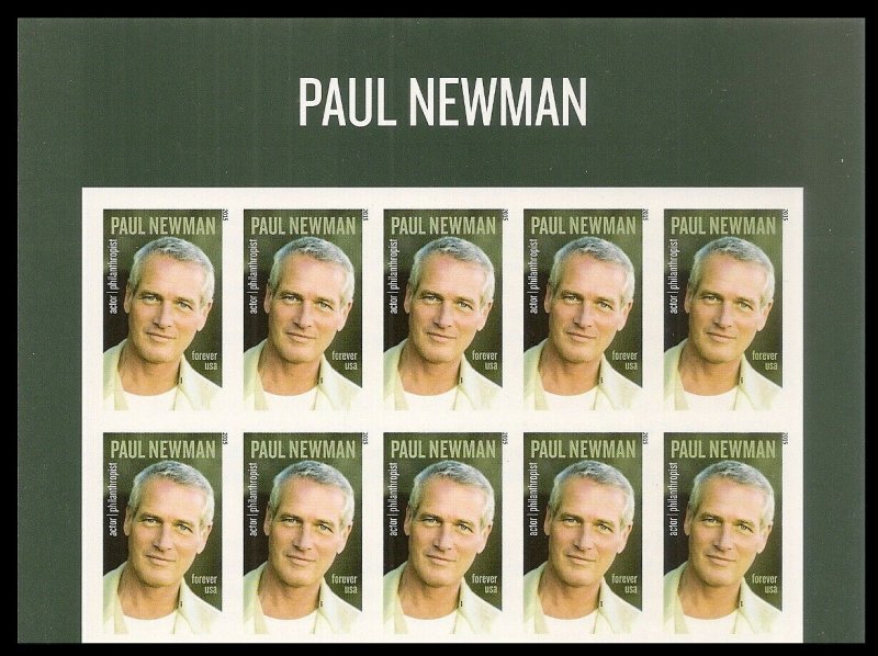 US 5020a Paul Newman imperf NDC header block (10 stamps) MNH 2015