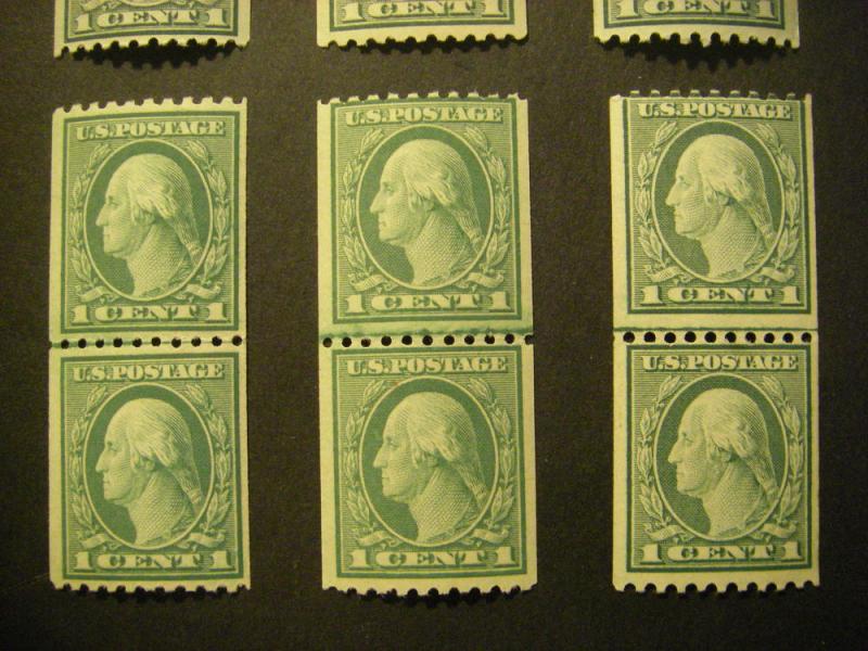 Scott 486, 1c Washington vert coil, MNH LINE PAIR, Nice