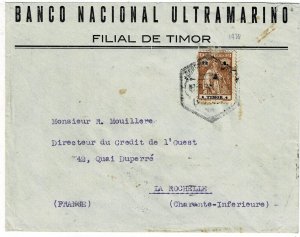 Timor 1928 Dili cancel on cover to France, Scott 182