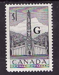 Canada-Sc#O32- id2695-unused NH $1 Totem Pole-overprinted G -1951-53-