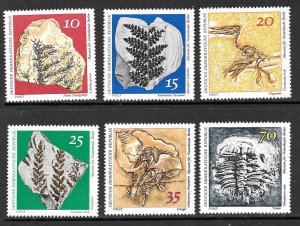 EAST GERMANY DDR 1973 FOSSILS Set Sc 1444-1449 MNH