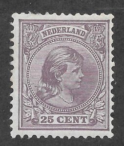 Netherlands Scott 48 Unused HOG - 1894 25c Princess Wilhelmina - SCV $110.00