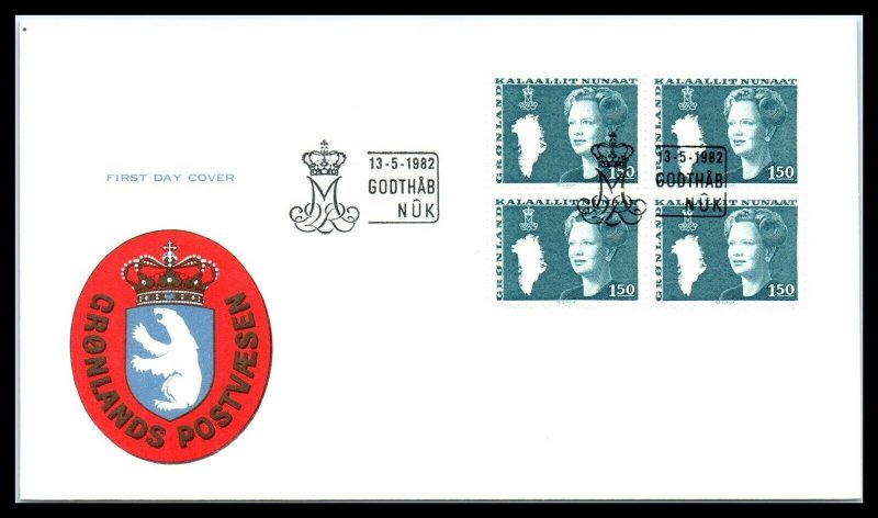 1982 GREENLAND FDC Cover - Coat Of Arms Cachet, Godthab Nuk P18 