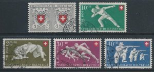 Switzerland #B191-5 Used Sports, First Federal Postage Stamps