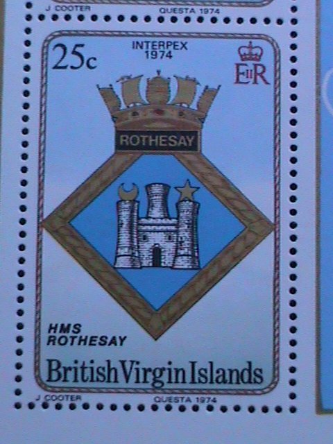 VIRGIN ISLANDS-1974 INTERPEX'74 STAMP SHOW-NAVAL CRESTS- MNH SHEET VF