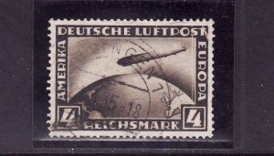 Germany-Sc#C37-used Airmail-Maps-Airship-UR corner diagonal bend-1928-31-