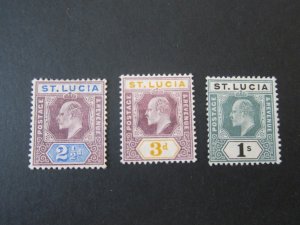 St Lucia 1902 Sc 46-48 MH
